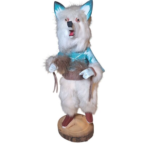 Kachina Doll White Wolf Mask  Vintage Native American God Legend Folk Art TRGB - Picture 12 of 12